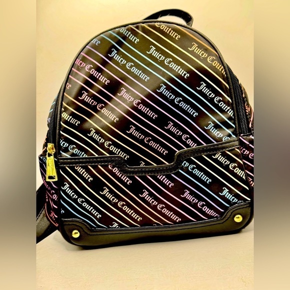 EUC Juicy Couture Rosie Nylon Eco Friendly Mini Backpack Black Multi Colored - Picture 1 of 8